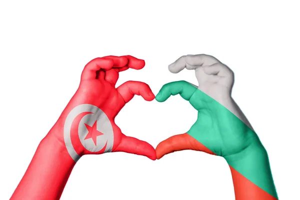 Tunísia Bulgária Coração Gesto Mão Fazendo Coração Clipping Path — Fotografia de Stock