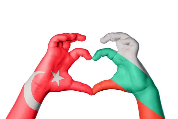 Turkey Bulgaria Heart Hand Gesture Making Heart Clipping Path — Stock Photo, Image