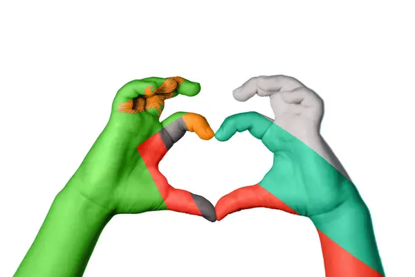 Zambia Bułgaria Serce Gest Ręczny Serca Ścieżka Klipu — Zdjęcie stockowe