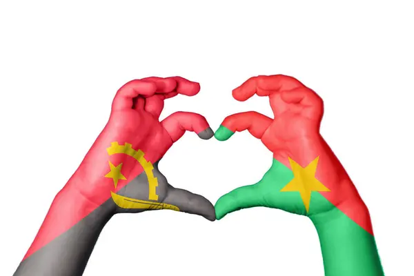 Angola Burkina Faso Szív Kézmozdulat Készítés Szív Vágás — Stock Fotó