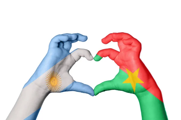 Аргентина Буркина Фасо Сердце Жест Руки Делает Сердце Обрезка Пути — стоковое фото