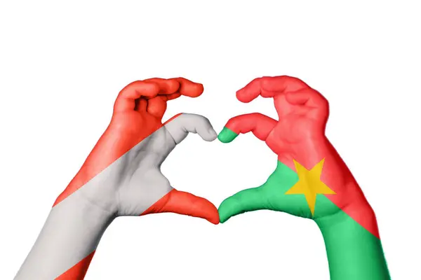 Rakousko Burkina Faso Heart Ruční Gesto Srdce Střihací Stezka — Stock fotografie