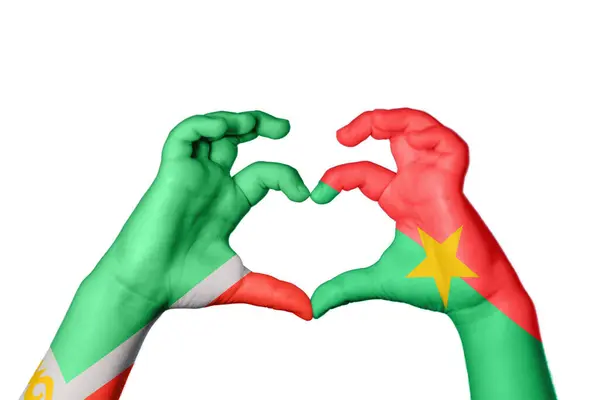 Čečensko Burkina Faso Heart Ruka Gesto Dělat Srdce Ořezávání Stezka — Stock fotografie