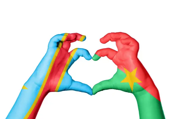 Demokratik Kongo Cumhuriyeti Burkina Faso Kalbi Hareketi Kalp Yapma Kırpma — Stok fotoğraf