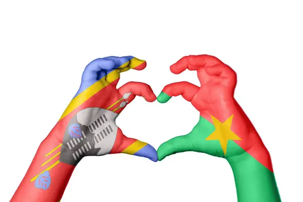 Eswatini Burkina Faso Heart Ruční Gesto Srdce Střihací Cesta — Stock fotografie