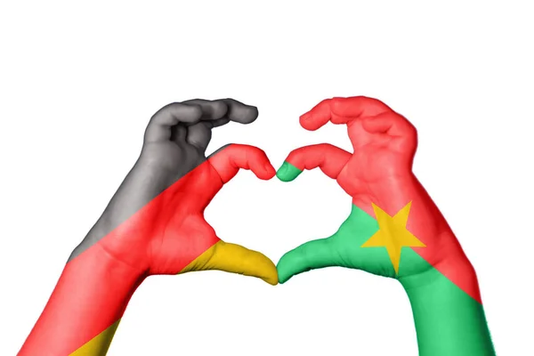 Germany Burkina Faso Heart Hand Gesture Making Heart Clipping Path — Stock Photo, Image