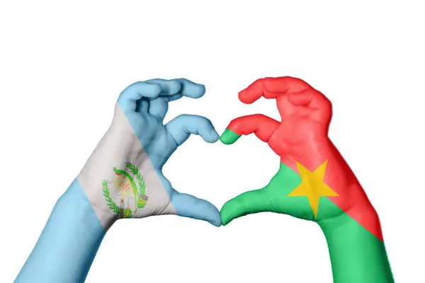 Guatemala Burkina Faso Szív Kézmozdulatkészítés Szív Vágási Útvonal — Stock Fotó