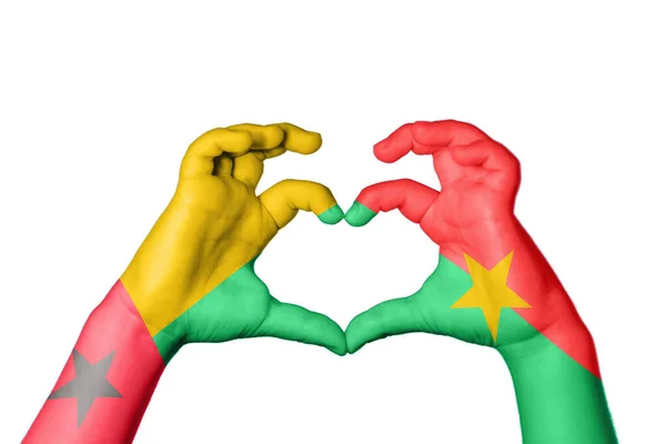 Bissau Guinea Burkina Faso Szív Kézmozdulatkészítés Szív Vágási Útvonal — Stock Fotó