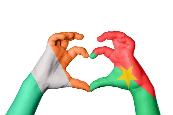 Ierland Burkina Faso Heart Handgebaar Maken Hart Knippad — Stockfoto