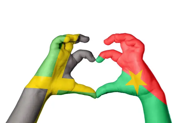 Jamaica Burkina Faso Szív Kézmozdulatkészítés Szív Vágási Útvonal — Stock Fotó