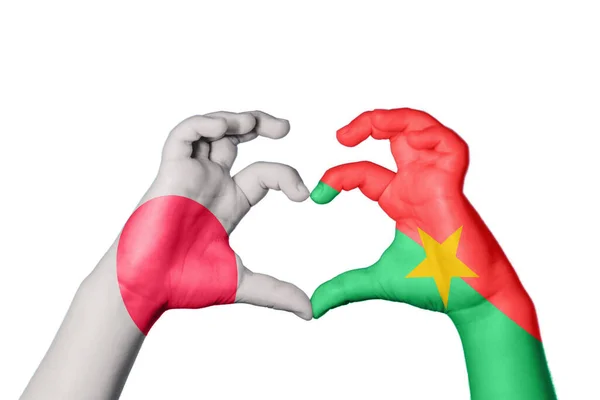 Japonsko Burkina Faso Srdce Ruka Gesto Dělat Srdce Ořezávání Cesta — Stock fotografie