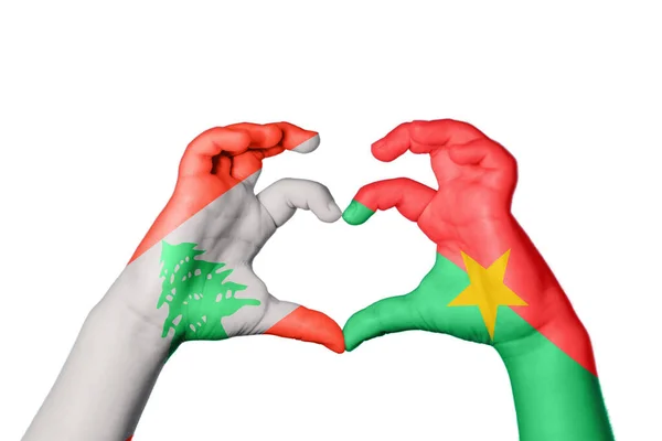 Libanon Burkina Faso Heart Ruční Gesto Srdce Střihová Stezka — Stock fotografie