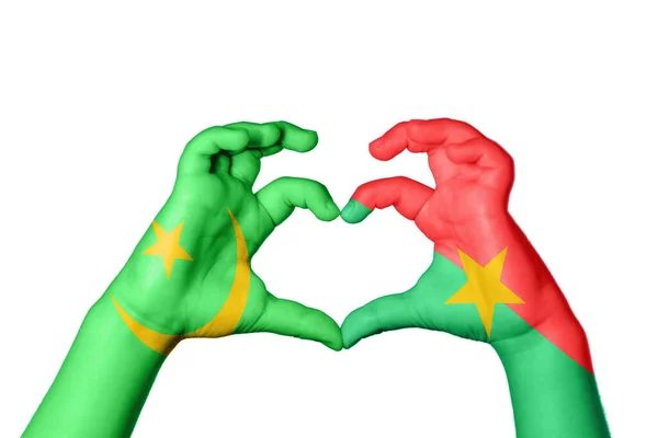 Mauritánia Burkina Faso Szív Kézmozdulatkészítés Szív Vágási Útvonal — Stock Fotó