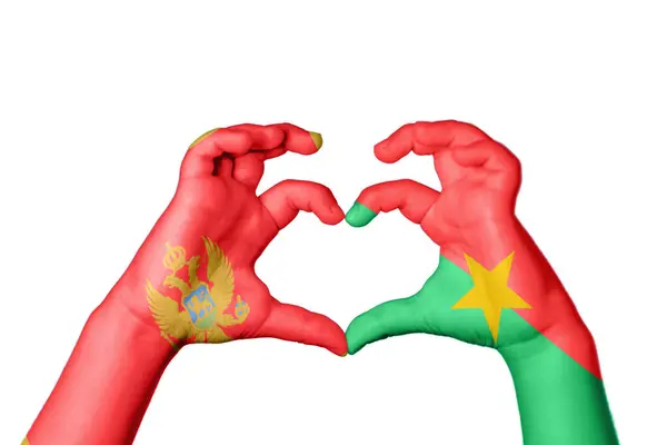 Черногория Буркина Фасо Сердце Жест Руки Делает Сердце Клиппинг Путь — стоковое фото