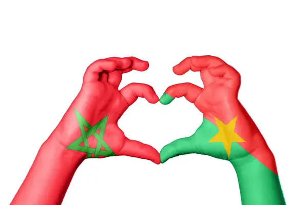 Marokkó Burkina Faso Szív Kézmozdulatkészítés Szív Vágási Útvonal — Stock Fotó