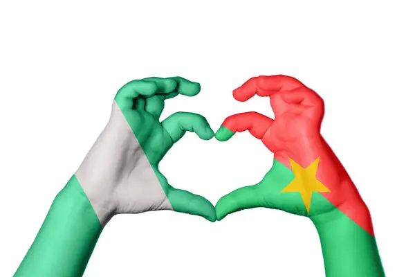 Nigéria Burkina Faso Szív Kézmozdulatkészítés Szív Vágási Útvonal — Stock Fotó