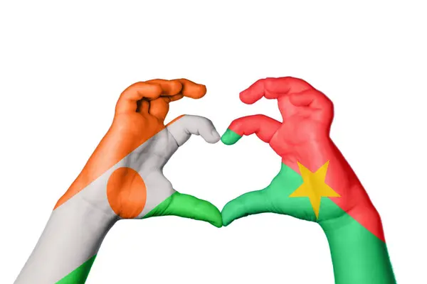 Niger Burkina Faso Heart Ruční Gesto Srdce Střihací Cesta — Stock fotografie