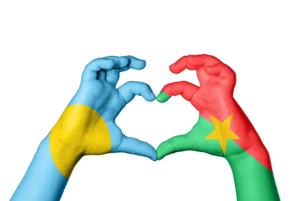 Palau Burkina Faso Heart Ruční Gesto Srdce Střihací Cesta — Stock fotografie