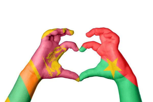 Sri Lanka Burkina Faso Hjärta Hand Gest Att Göra Hjärta — Stockfoto