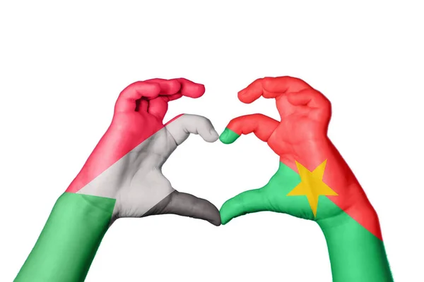 Szudán Burkina Faso Szív Kézmozdulatkészítés Szív Vágási Útvonal — Stock Fotó