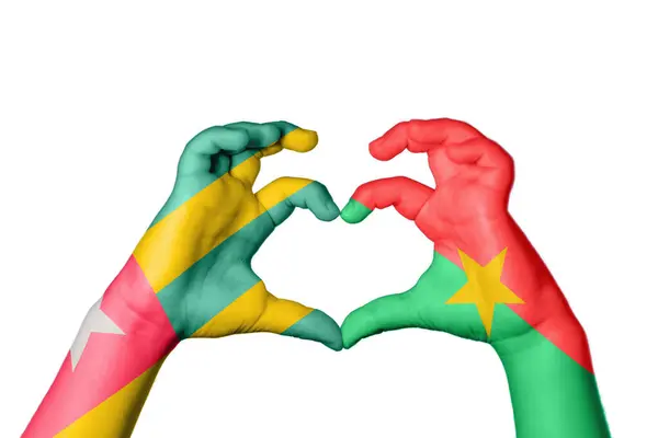 Togo Burkina Faso Szív Kéz Gesztus Készítő Szív Vágóút — Stock Fotó