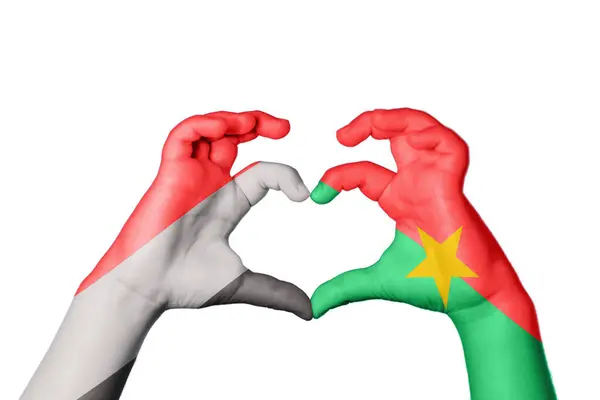 Jemen Burkina Faso Szív Kéz Gesztus Készítő Szív Vágóút — Stock Fotó