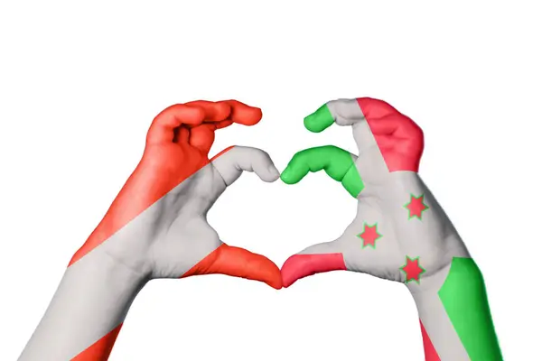 Rakousko Burundi Heart Ruční Gesto Srdce Střihací Stezka — Stock fotografie