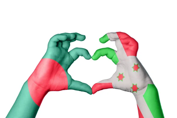 Bangladesch Burundi Herz Handgeste Macht Herz Clipping Path — Stockfoto