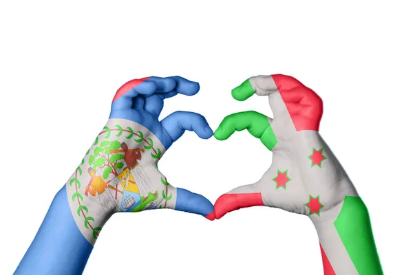 Белиз Бурунди Сердце Жест Руки Делает Сердце Обрезка Пути — стоковое фото
