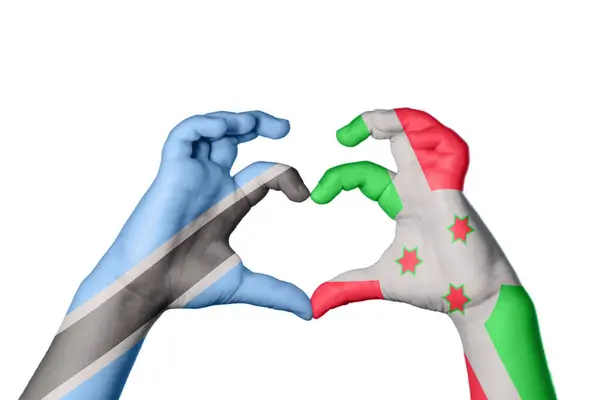 Ботсвана Бурунди Сердце Жест Руки Делает Сердце Обрезание Пути — стоковое фото