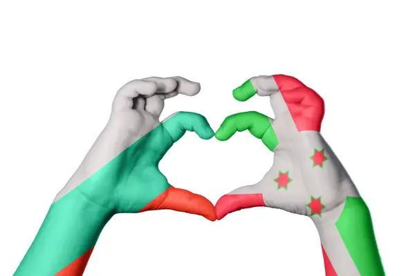 Bulgária Burundi Szív Kéz Gesztus Készítés Szív Nyírás — Stock Fotó