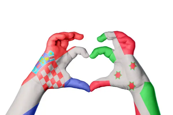 크로아티아 부룬디 심장을 만드는 제스처 클리핑 — 스톡 사진