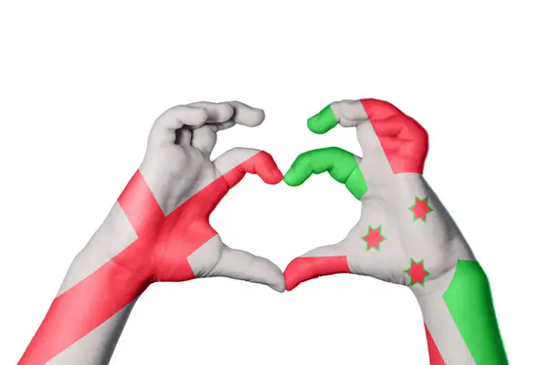 Anglia Burundi Heart Ręka Gestem Podejmowania Serca Ścieżka Clipping — Zdjęcie stockowe