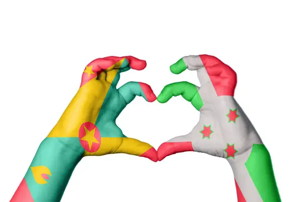 Гренада Бурунди Сердце Жест Руки Делает Сердце Обрезание Пути — стоковое фото