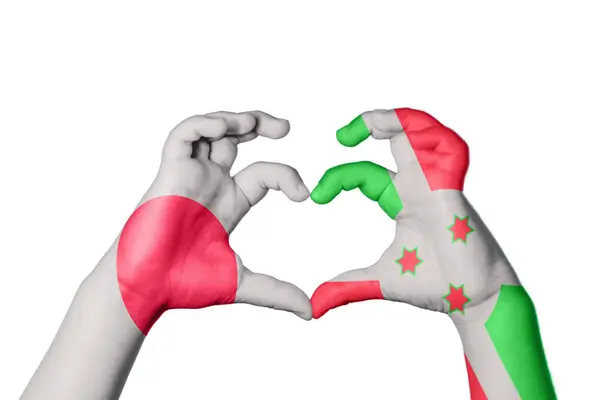 Japan Burundi Herz Handgeste Die Herz Macht Clipping Path — Stockfoto