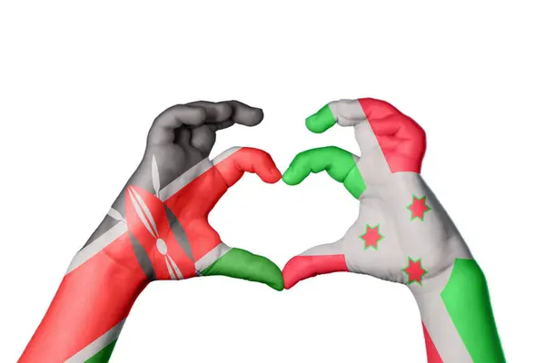 Кения Бурунди Сердце Жест Руки Делает Сердце Клиппинг Путь — стоковое фото