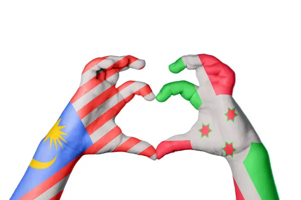 Malaysia Burundi Herz Handgeste Die Herz Macht Clipping Path — Stockfoto