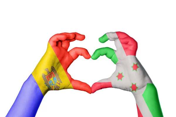 Moldavië Burundi Hart Hand Gebaar Maken Hart Knippen Pad — Stockfoto