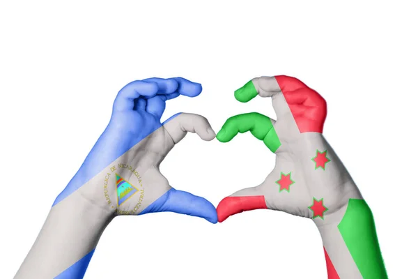 Nicaragua Burundi Herz Handbewegung Die Herz Macht Clipping Path — Stockfoto