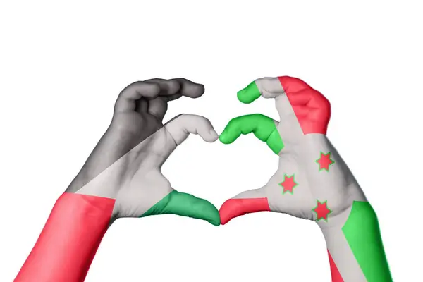 パレスチナブルンジハート ハンドジェスチャー作り心臓 クリッピングパス — ストック写真