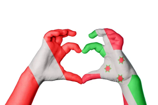 Peru Burundi Herz Handbewegung Die Herz Macht Clipping Path — Stockfoto