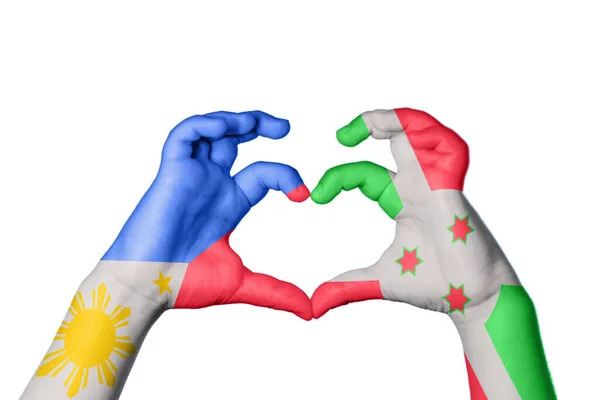 Φιλιππίνες Μπουρούντι Καρδιά Χειρονομία Χέρι Κάνει Καρδιά Ψαλίδισμα Μονοπάτι — Φωτογραφία Αρχείου