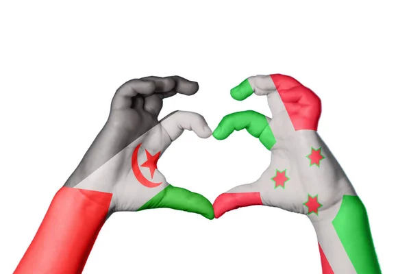 Sahrawi Arab Democratic Republic Burundi Heart Hand Gesture Making Heart — Stock Photo, Image