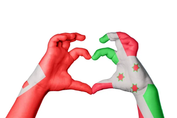 Τόνγκα Μπουρούντι Καρδιά Χέρι Χειρονομία Κάνοντας Καρδιά Ψαλίδισμα Μονοπάτι — Φωτογραφία Αρχείου