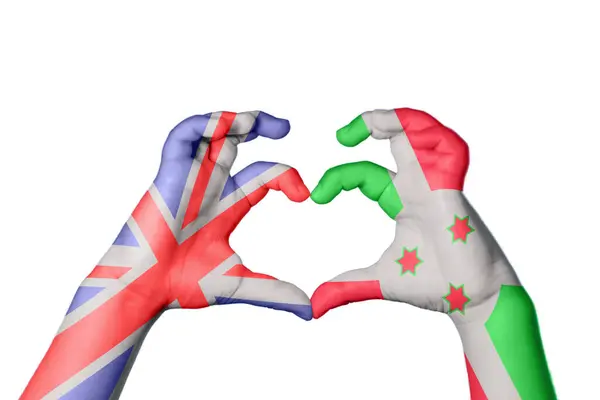 Reino Unido Burundi Coração Gesto Mão Fazendo Coração Clipping Path — Fotografia de Stock