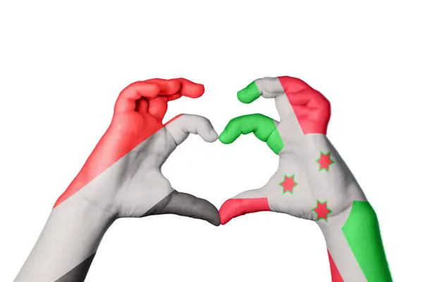Jemen Burundi Herz Handbewegung Die Herz Macht Clipping Path — Stockfoto