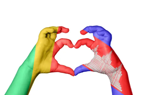 Republic Congo Cambodia Heart Hand Gesture Making Heart Clipping Path — Stock Photo, Image