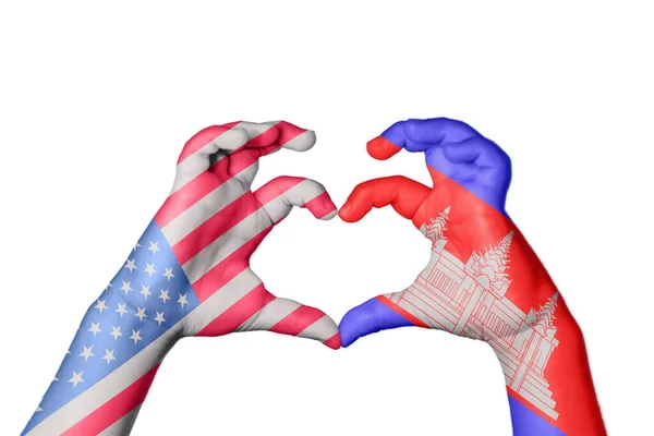 Spojené Státy Americké Cambodia Heart Hand Gesture Making Heart Clipping — Stock fotografie