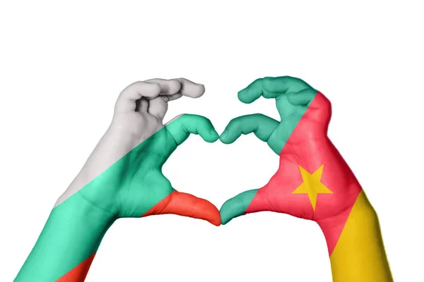 Bulgaria Camerún Corazón Gesto Mano Que Hace Corazón Recorte Camino — Foto de Stock
