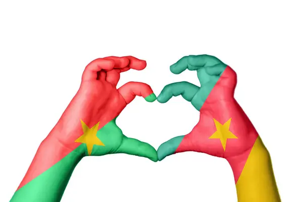Burkina Faso Kamerun Szív Kézmozdulat Készítés Szív Vágás — Stock Fotó